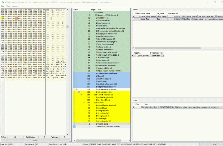 SQLite Forensic Explorer | Sanderson Forensics